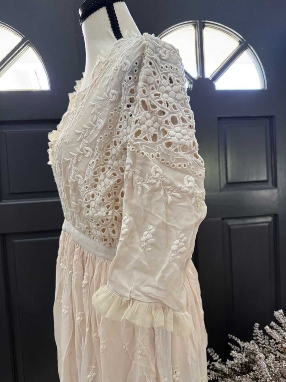 LoveShackFancy Soft Ivory Lace Maxi Dress - Picture 2 of 7
